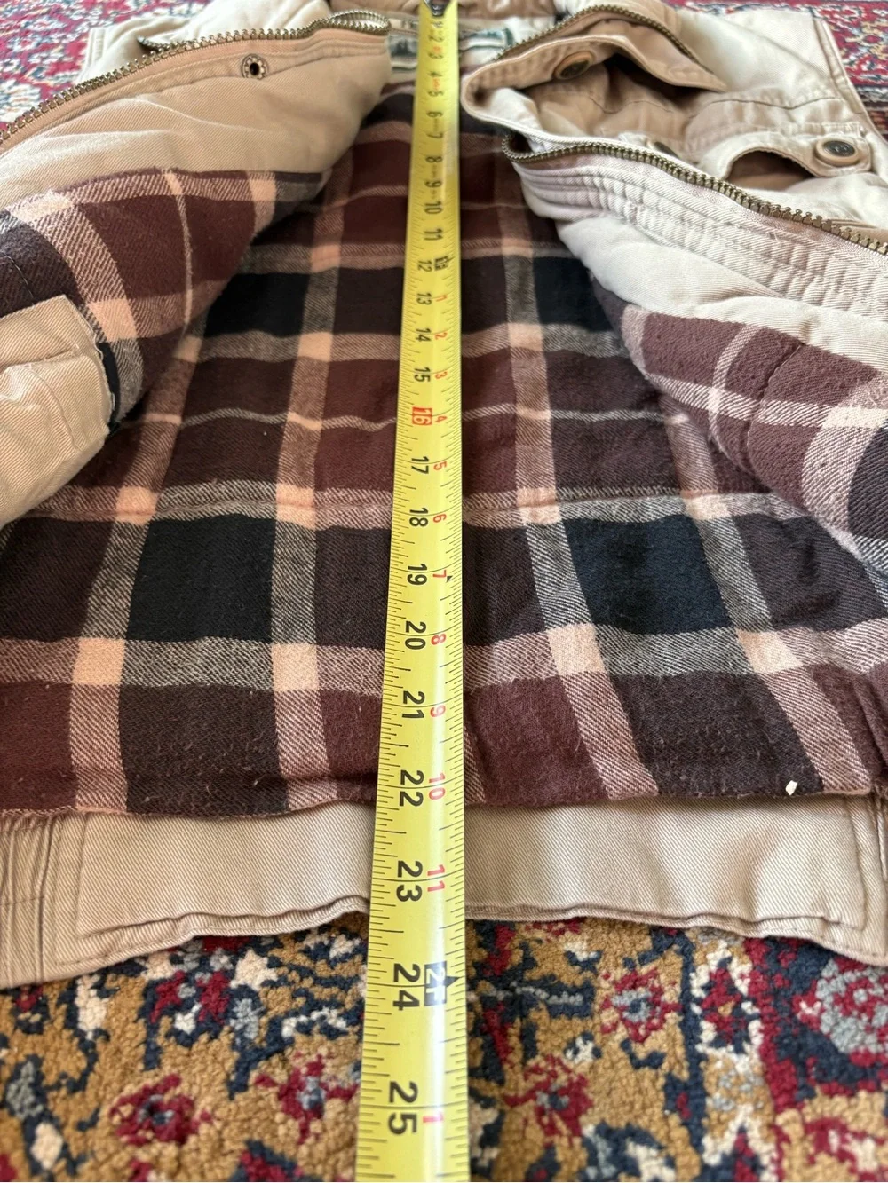 Field and Stream Flannel Quilted Hunting Vest Khaki Size Medium, Vintage, EUC
